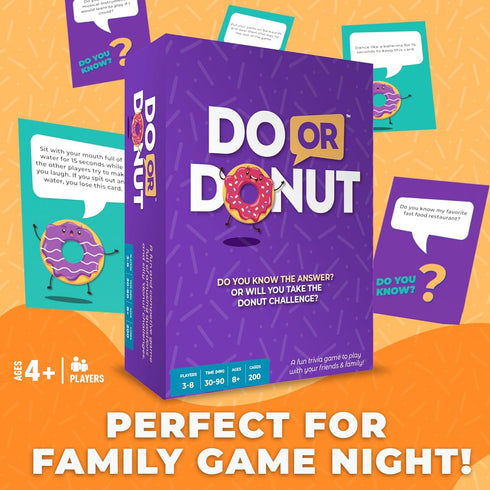 Do or Donut - Fun Family Game Night Playing Cards for Kids and Adults, 3-8 Players, Ages 8+, 30 Minutes
