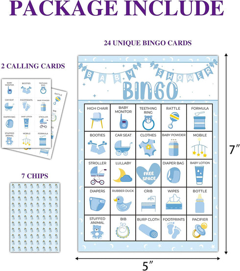 Baby Shower Bingo Cards, Baby Shower Bingo Game, Baby Shower Games Cards for Baby Shower, Gender Reveal Party Games Favors Supplies Decorations, 24 Players Bingo Game (A04)