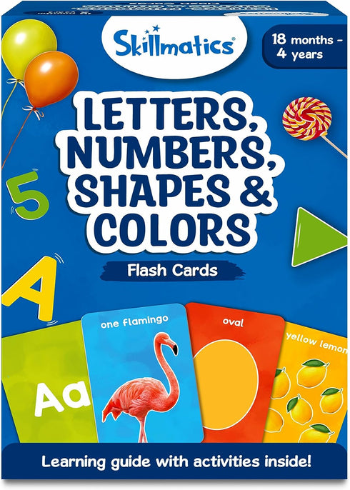Skillmatics Thick Flash Cards for Toddlers, Letters, Numbers, Shapes & Colors, Montessori Learning Toys