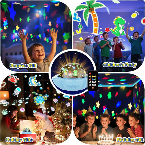 Dimmable Projector,360 Night Light for Kids,Dinosaur Night Lights Projector,Remote Timer Star Slient Ocean Lights
