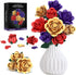 QIFUN Rose Bouquet Flowers Building Set, 501Pcs Red Purple Golden Roses Artificial Flowers