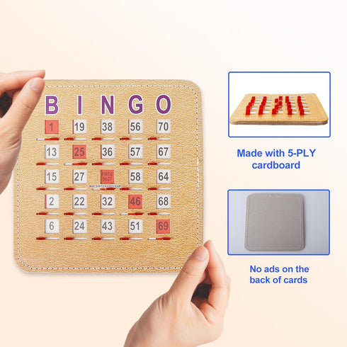 25-Pack 5-Ply GSE Games & Sports Expert Reusable Bingo Shutter Cards, Stitched Fingertip Jam-Proof Bingo Game Cards