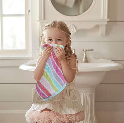 ORIGINAL KIDS Set 12 100% 450 12 12 Wash Cloth - of Stripe Washcloths - Cotton Yarn-Dyed Terry - GSM Quick Dry Soft