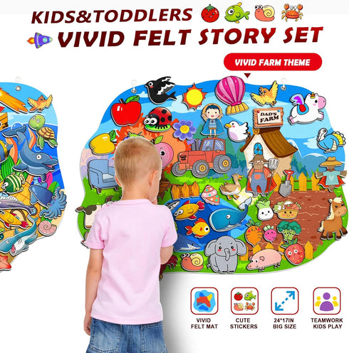 SKOLESK 77 Set Pcs Farm Animals Felt Story Board Preschool Farmhouse Themed Early Learning Storytelling Flannel Board