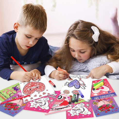 20 Packs 5" 7" 5 Set ArtCreativity / X Valentines Day Mini Coloring Books for Boys and Girls Children, Designs