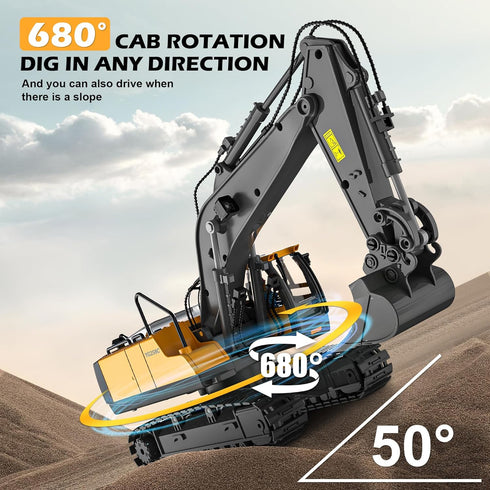 6-11 Old,11-Channel Shovel,2.4Ghz Remote Control Excavator Toy for Boys yrs RC Excavator Toy,with Metal RC Construction