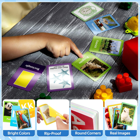 Sticeard 1-3, Activities,60 Flash Cards for Toddlers Alphabet ABC Flash Cards,Letter Number Animal Shape Color, First