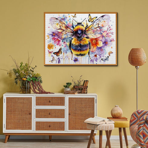 Flowers Bee Puzzles for Adults 1000 Pieces - Garden Bee Butterfly Jigsaw Puzzles as Nature Home Decor