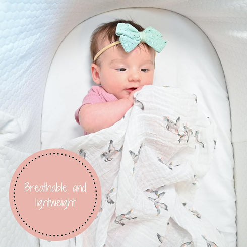 Muslin Swaddle Blanket | 100% Cotton | Newborn and Infant Blanket | Large 47 x 47 inches for Girls | Light Weight and Breathable | Mallard Duck Prints by LollyBanks