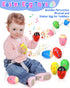 6 Pack Wooden Percussion Musical Shake Eggs with Toys Inside, Montessori Easter Basket Stuffers for Kids Boys Girls