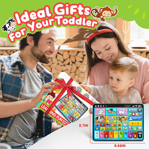 Peacurh 1, 2, 3 (12-18 Trilingual Learning Toy Tablet with Music & Sound, Montessori Speech Musical Therapy Toys, Gifts
