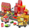 Magnetic Tiles for Kids, 56PCS Construction Magnet Tiles with Fire Truck Station,
