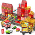 Magnetic Tiles for Kids, 56PCS Construction Magnet Tiles with Fire Truck Station,