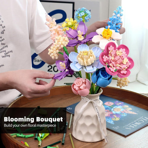 SUNHABI Set Flower Building for Adults Flower Bouquet Botanical Collection Unique Home Dcor or Office Dcor Great Gift