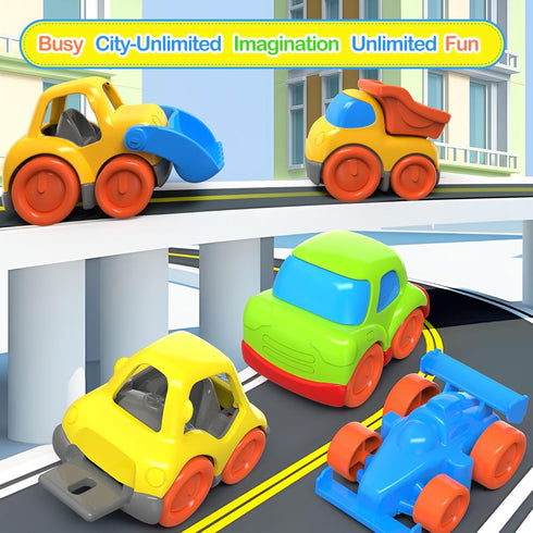5 1-3, 12M+ 1 2 3 4 P&C Pcs Toddler Toys Mini Cars for Ages Beach Sand Outdoor Small Construction Toy Trucks for Kids