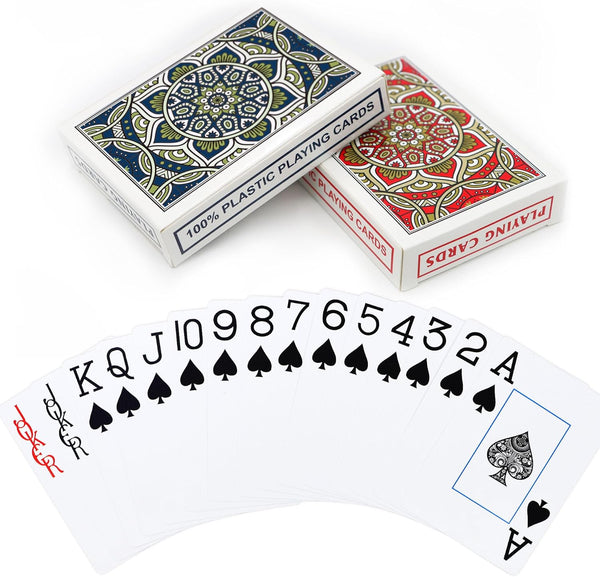Plastic Playing Cards 2 Pack, Waterproof Jumbo Large Print Poker Cards for Adults, 2 Decks Set