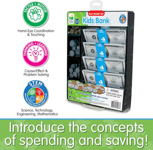 The Learning Journey Kids Bank Play Money Set - Over $5000 in Realistic Play Money for Ages 5+