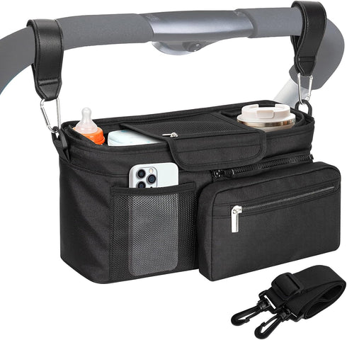 Universal Stroller Organizer Bag, Stroller Caddy with Insulated Cup Holders & Detachable