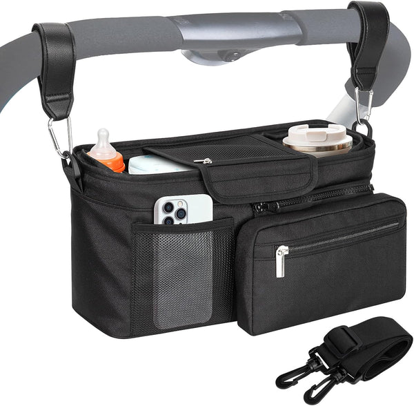 Universal Stroller Organizer Bag, Stroller Caddy with Insulated Cup Holders & Detachable
