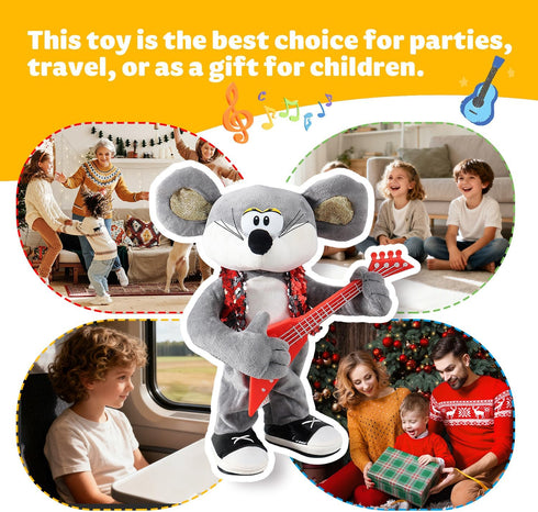 Marsjoy Rocking Dancing Mouse Plush Toy, Singing Music Twisting Body Plush Stuffed Animals, Rocking Punk Crazy Cool