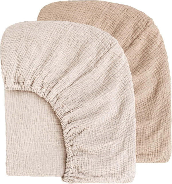 MairMore Muslin Crib Sheets for Baby Girls and Boys, Neutral Fitted Baby
