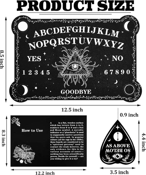 Pendulum Dowsing Divination Board Set Black Wooden Talking Board with Planchette Accessories for Teens Adults Birthday Party and Family Gatherings Games Supplies (Eye Style)