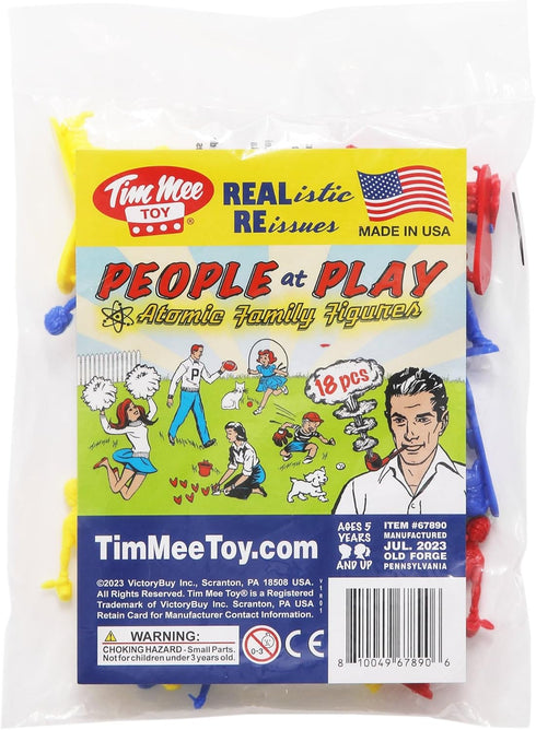 Tim Mee PEOPLE Play Figures - 18pc Playset in Yellow, Red, & Blue - Made in USA