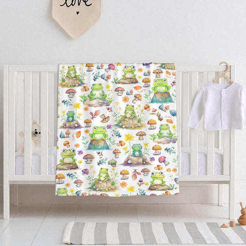 Cute Frog Baby Blanket Gifts, Super Soft Swaddle Newborn Cozy Receiving Blanket, Stroller Throw Blanket for Crib, 40x30