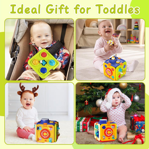 Busy Board for 1+ Year Old, Montessori Educational Toys for 1-4 Year Olds, 6-in-1 Early Development Gifts