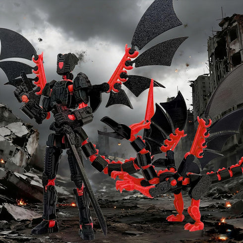 KAMOVNY T13 3D Set Assembled Printed Action Figure with Dragon - Multi-Jointed Movable Robot Toy, Accessories & Weapons