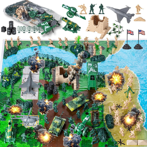 oqotoy Army Men Toys Large Battle Playset 110-Piece Army Men Action Figures Playset