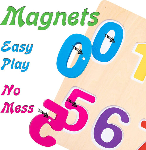 Magnetic Wooden Educational Number Puzzle - Learn Numbers & Color Recognition Toy for Toddler Preschool Game