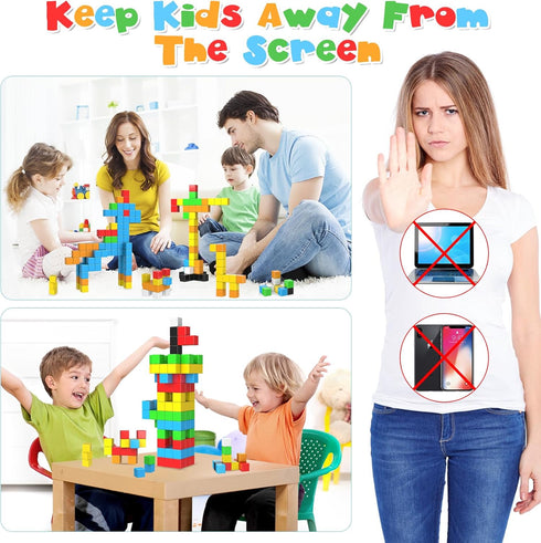Magnetic Building Blocks Toys for Toddler Girls & Boys, Age 2-4, 3-5, 4-8, Upgraded 3D STEM Montessori Toys
