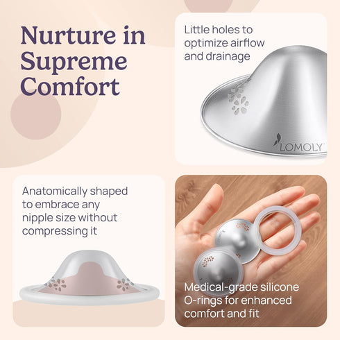 999 1.8x0.6) Silver Nipple Covers Breastfeeding: Pure Silver Nipple Shield | Silver Nursing Cups w/Breast Shields