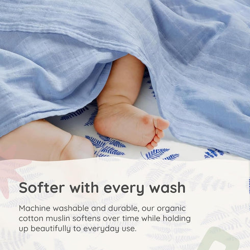 100% 47 47 Margaux & May Organic Muslin Baby Swaddle Organic Cotton, Large x Newborn Swaddle, Soft & Breathable Muslin