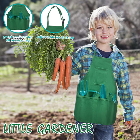 16Pcs Kids Gardening Tools Set - Outdoor Toys with Wheelbarrow, Apron, Watering Can for Educational STEM Learning