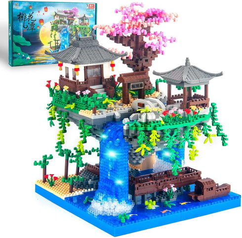 Cherry Blossom Bonsai Tree Micro Building Block Set, Japanese Sakura Tree Toys for Adults Kids