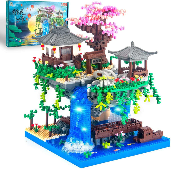 Cherry Blossom Bonsai Tree Micro Building Block Set, Japanese Sakura Tree Toys for Adults Kids