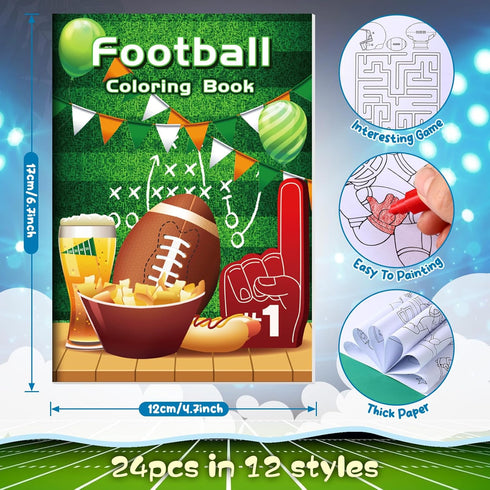 24 24 BenLouis Football Mini Coloring Books Kids with Stacking Crayons Football Party Favors Activity Books Bulk