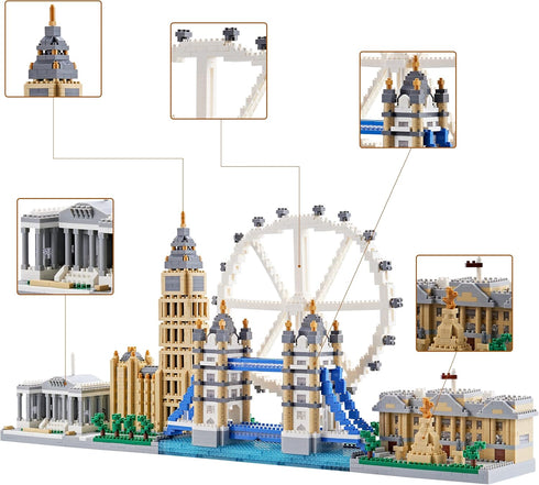 London Skyline Architecture Miniature Building Block Set - Architecture Series Model Toy, 3430 Pieces for All Ages