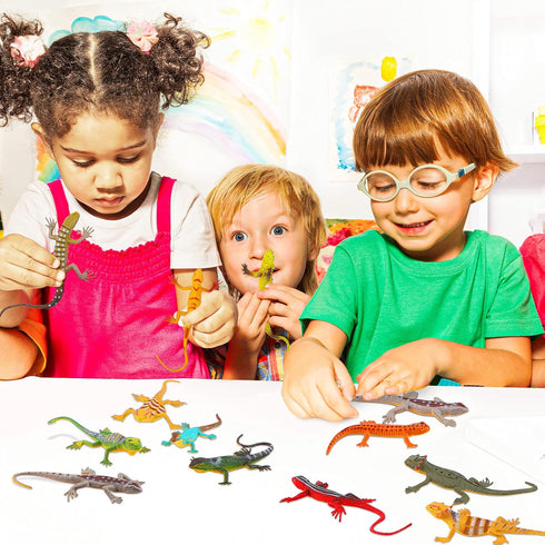 Sumind 18 Piece Colorful Plastic Lizard Toys Fake Reptile Model for Teens Adults Educational Halloween Party