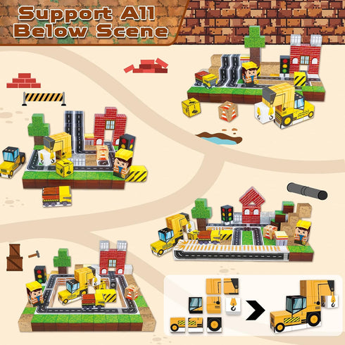 Blocks-100PCS 3+, Annexfun Magnetic Magnetic Building Blocks, Magnetic Blocks Road with Car STEM Toddler Kids Toys