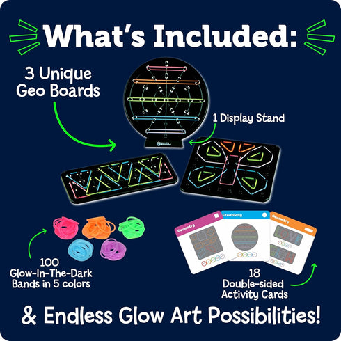 Learning Resources STEM Explorers Geo-Glow Art Kit - Glow in The Dark Toys, Kids Art Display, Homeschool, Fine Motor