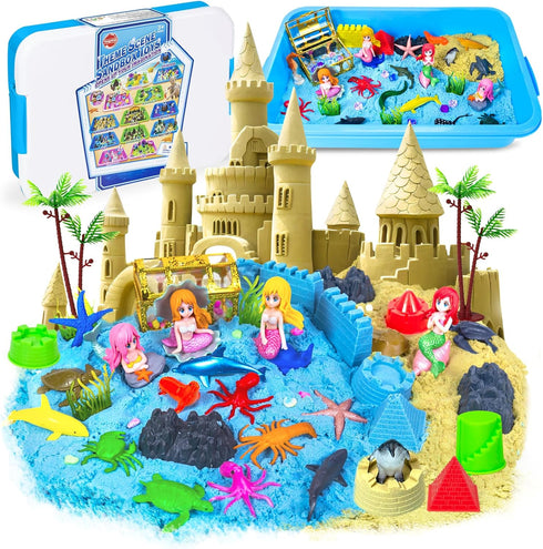 Sensory Bin, 57Pcs Ocean Mermaid Sensory Bins for Toddlers Sand Art Kit
