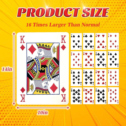 (1 Pack) (16 SeptCity Jumbo Playing Cards, Super Big Giant Game Theme Full Deck Huge Poker Oversize Decorations