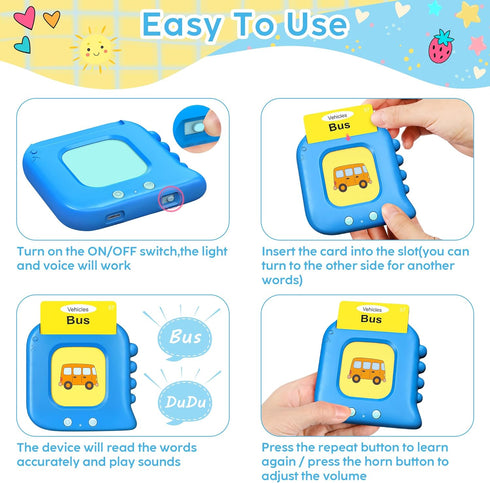 Kids Toddler Talking Flash Cards with 224 Sight Words, Montessori Toys, Speech Therapy, Educational Gifts for Ages 1-5