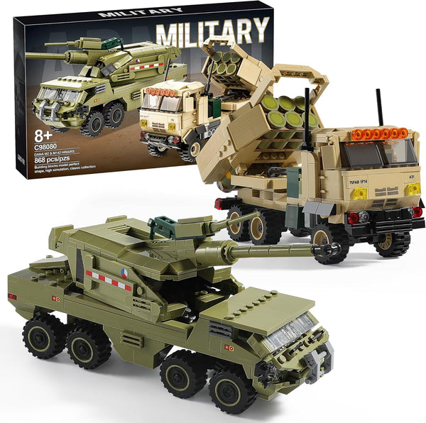JOYCOLI Military Vehicles Building Sets Compatible with Lego, Includes 2 Army Armored Trucks