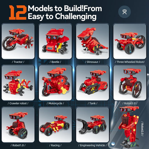 12-in-1 8-12, Set 8 9 10 11 12 Jiakora STEM Education Robots Toys for Boys Age DIY Educational Toy Science Kits