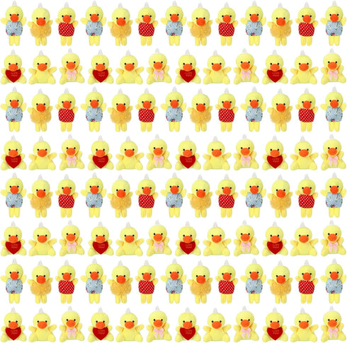Zhanmai 100 Pcs Mini Plush Animal Toys Bulk Small Chick Keychain Party