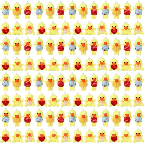 Zhanmai 100 Pcs Mini Plush Animal Toys Bulk Small Chick Keychain Party